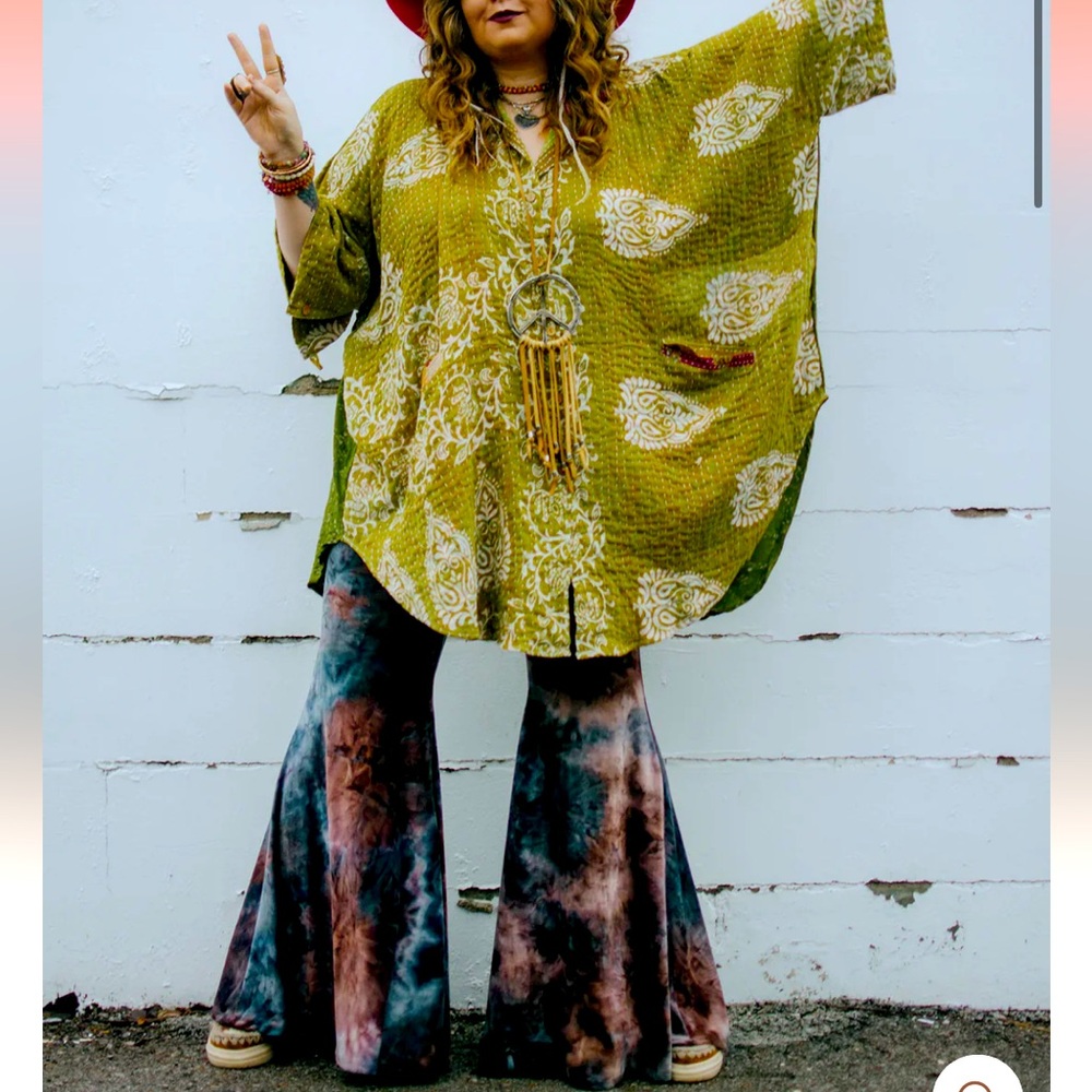 Kantha Bae Velvet Extreme Bell Bottoms, Tie Dye!